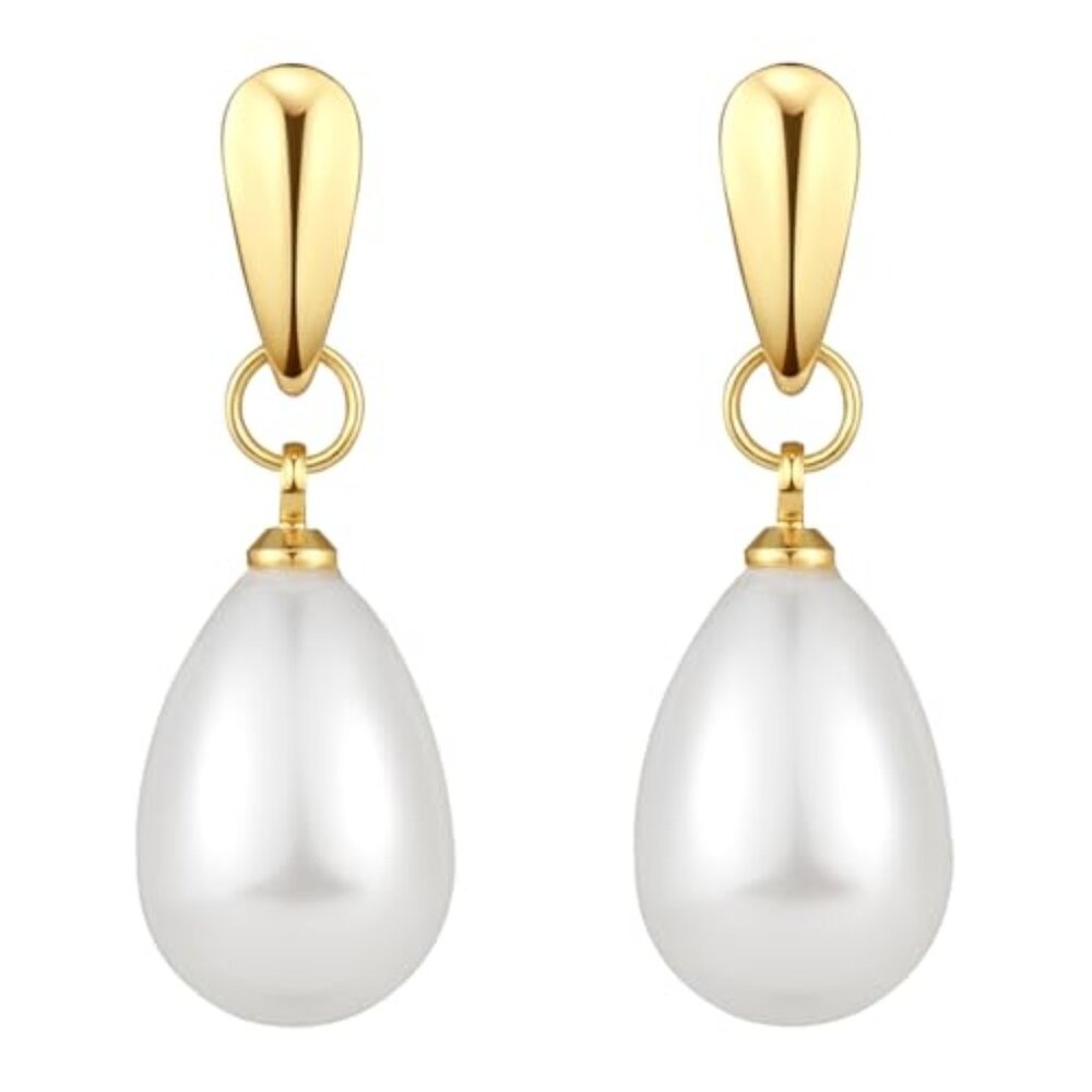 14k Gold Plated‎ Lightweight Pearl Earrings